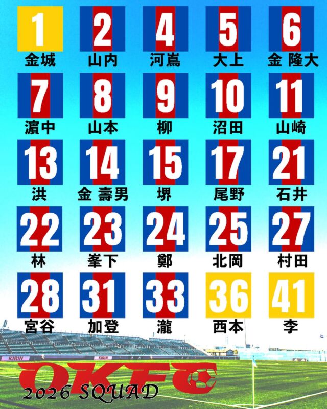 2026 OKFC SQUAD.

#ミレ信用組合
#アプロワーク
#Bond
#大阪社会人サッカー 
#大阪プラチナリーグ